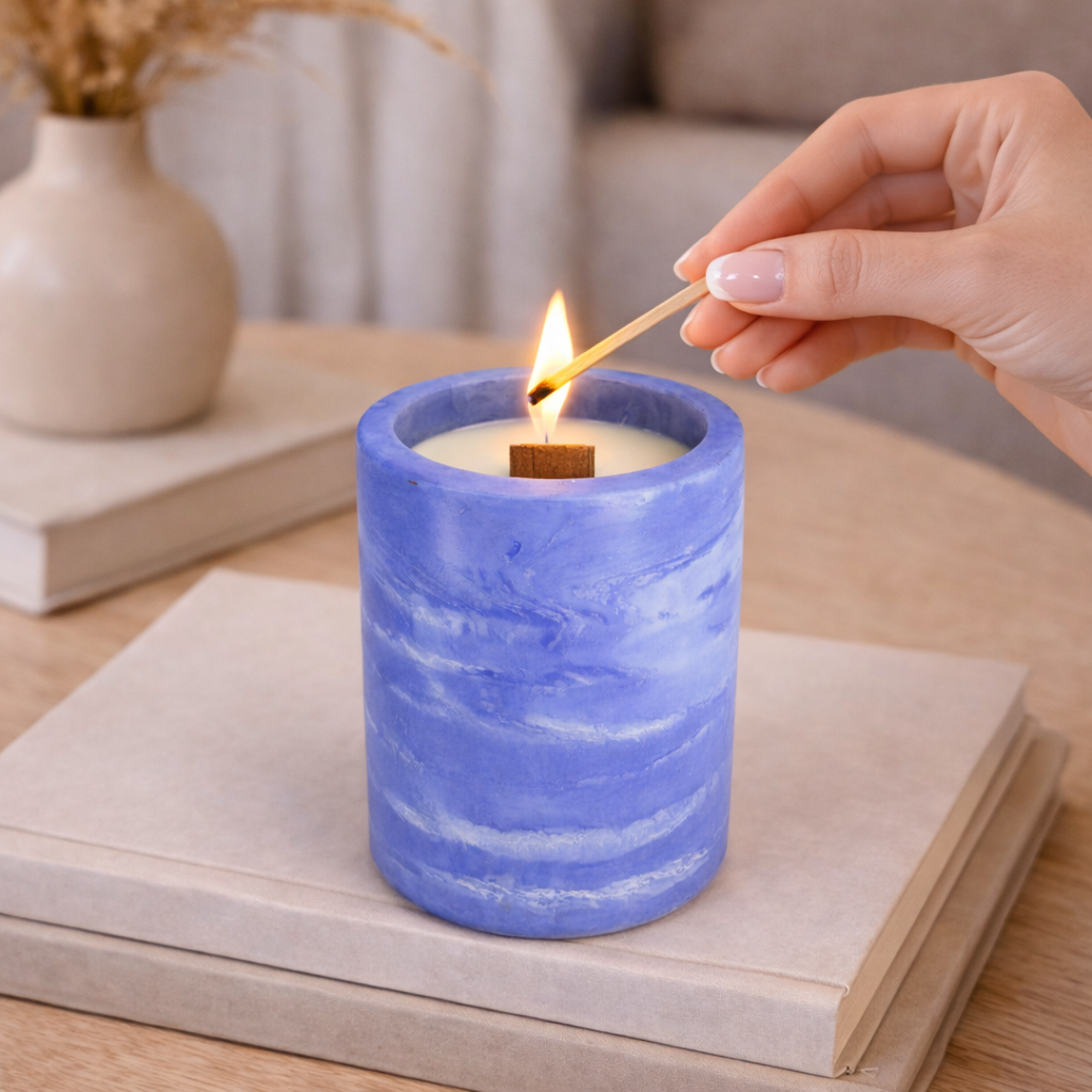 Vela artesanal de soja (200 g) (ref vela-azu)
