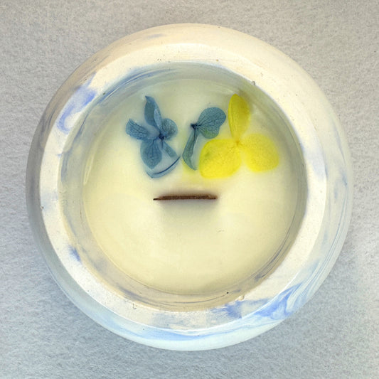 MÁRMOL BLANCO-AZUL - Vela Esférica (120g)