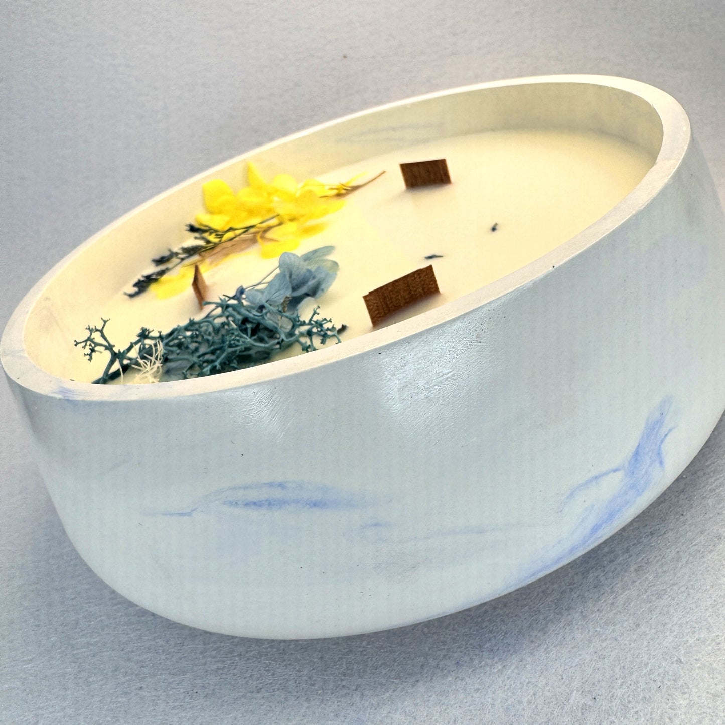 MÁRMOL BLANCO-AZUL - Vela Grande Redonda (600g)