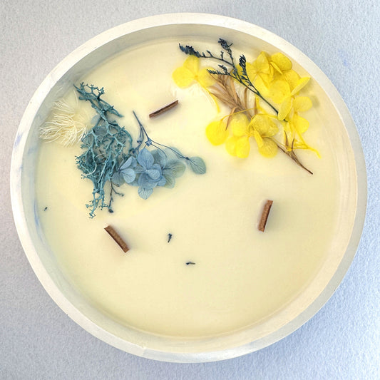 MÁRMOL BLANCO-AZUL - Vela Grande Redonda (600g)