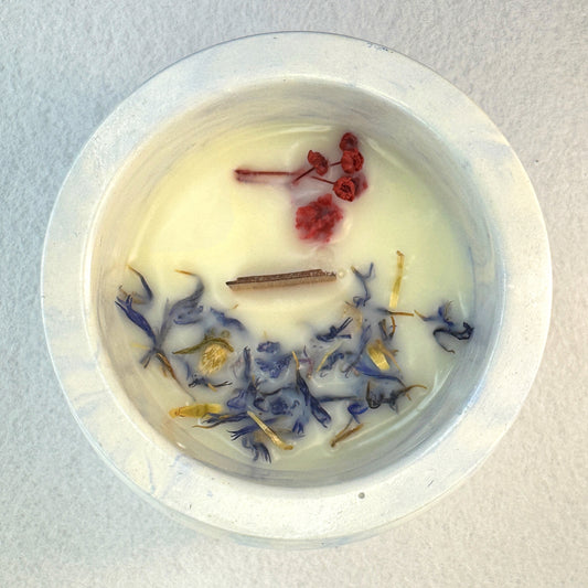 MÁRMOL BLANCO-AZUL - Vela Estándar con Tapa (90g)