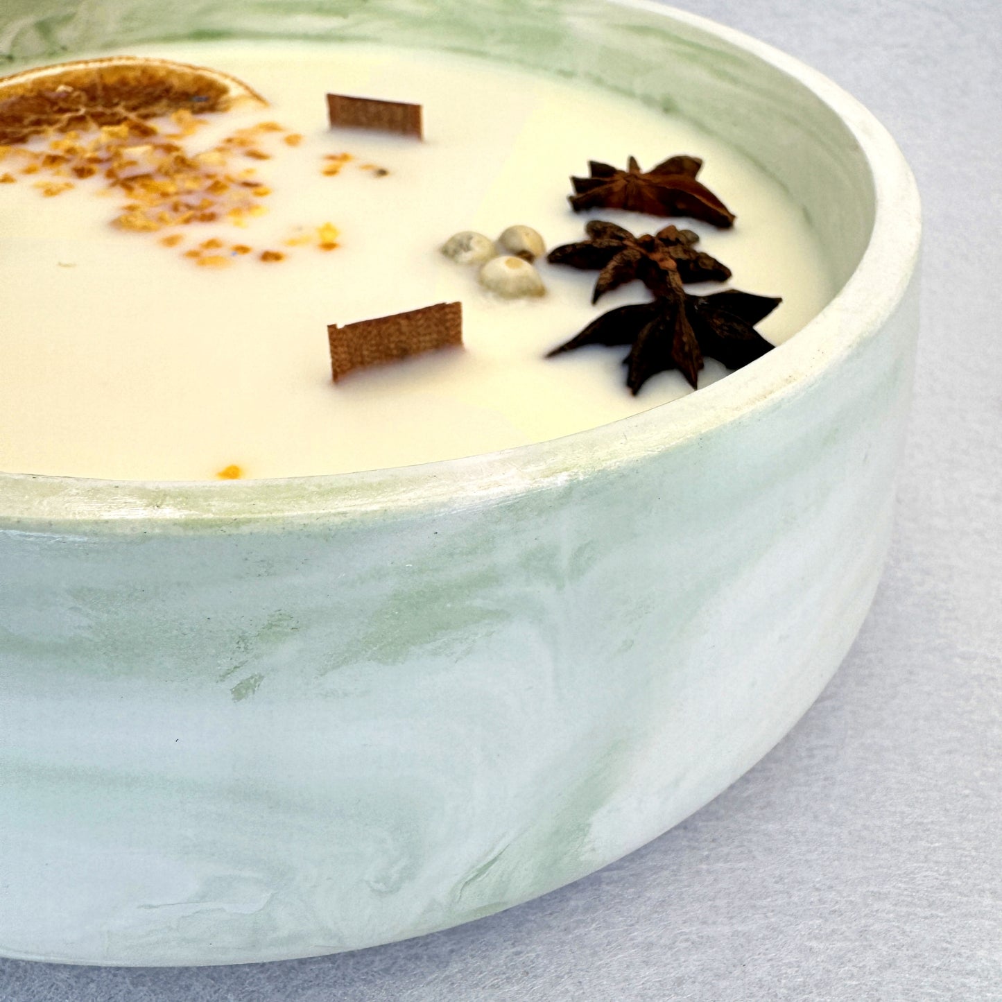 MÁRMOL BLANCO-VERDE - Vela Grande Redonda (600g)