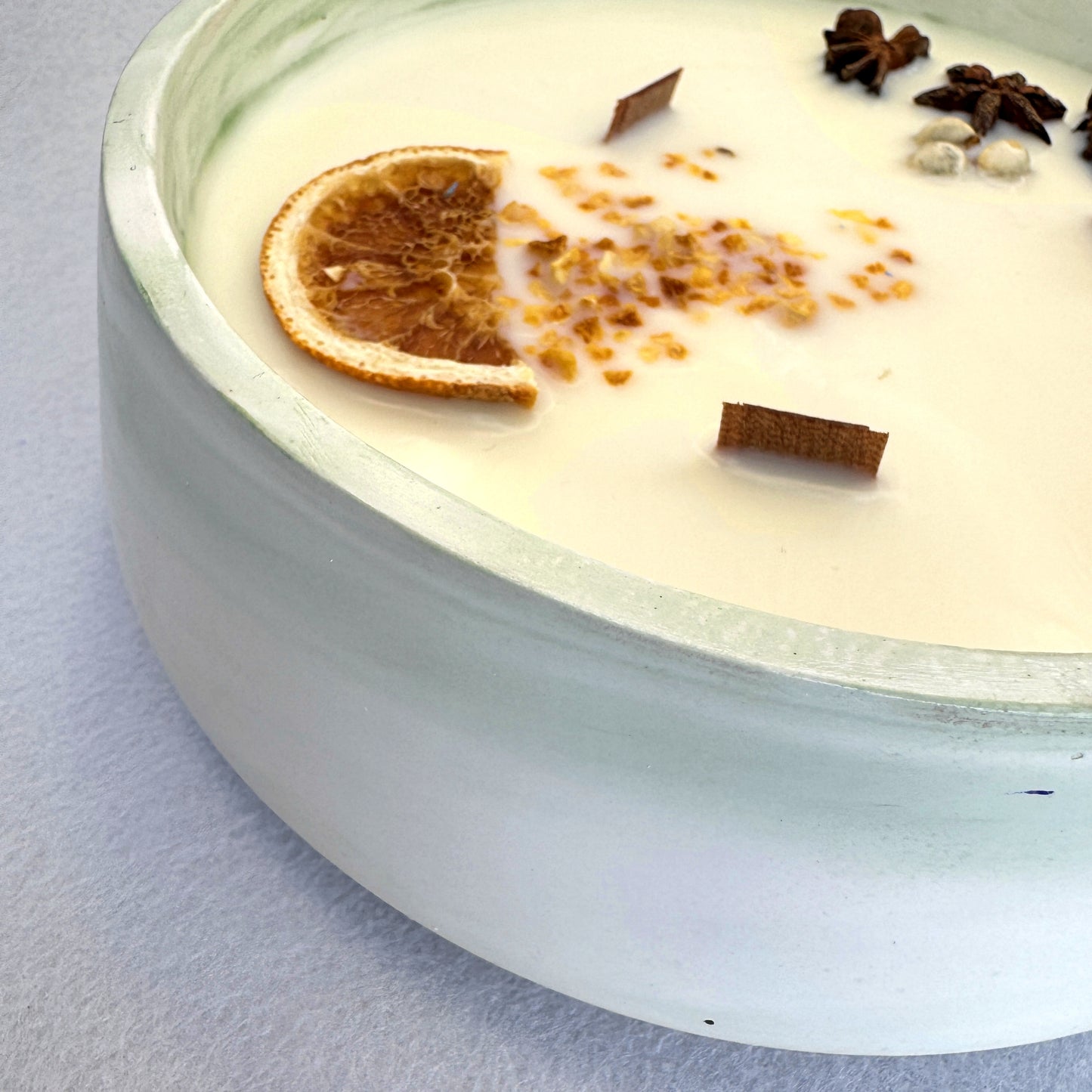 MÁRMOL BLANCO-VERDE - Vela Grande Redonda (600g)