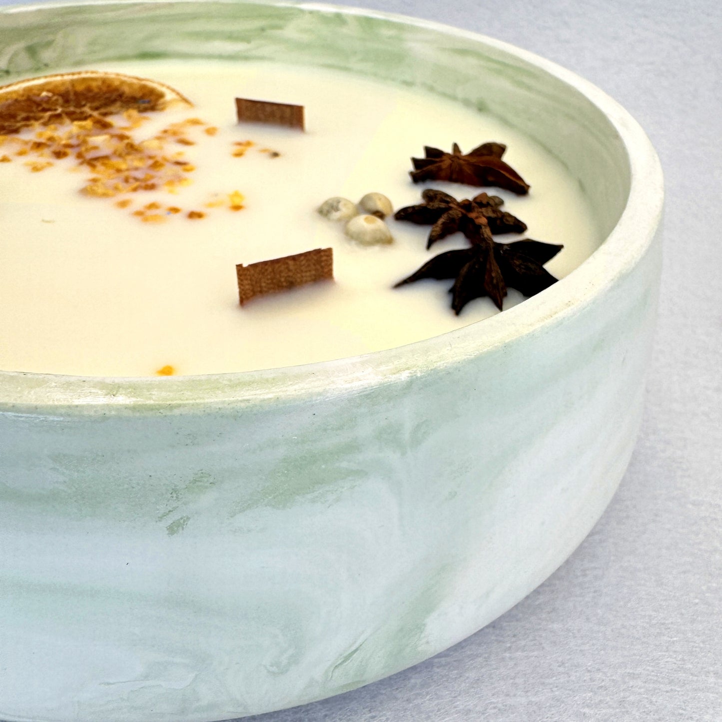 MÁRMOL BLANCO-VERDE - Vela Grande Redonda (600g)