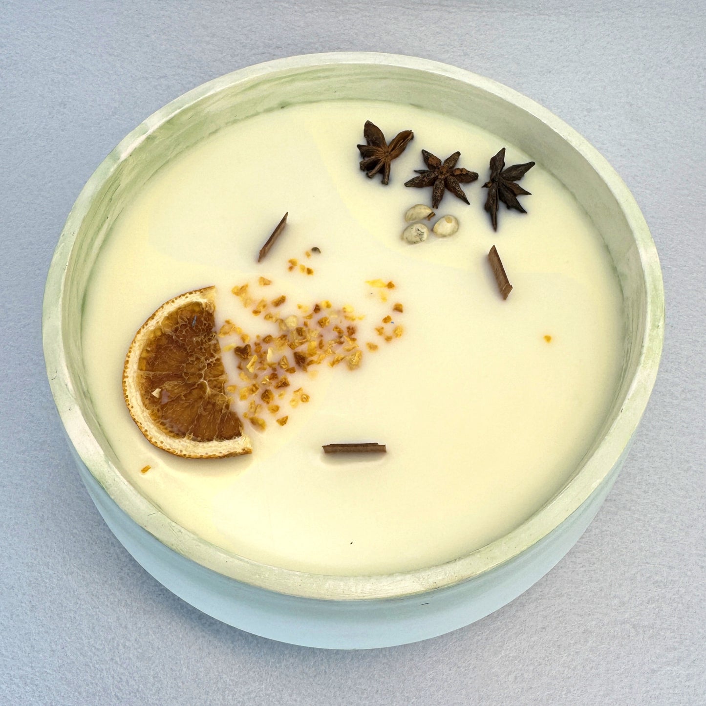MÁRMOL BLANCO-VERDE - Vela Grande Redonda (600g)