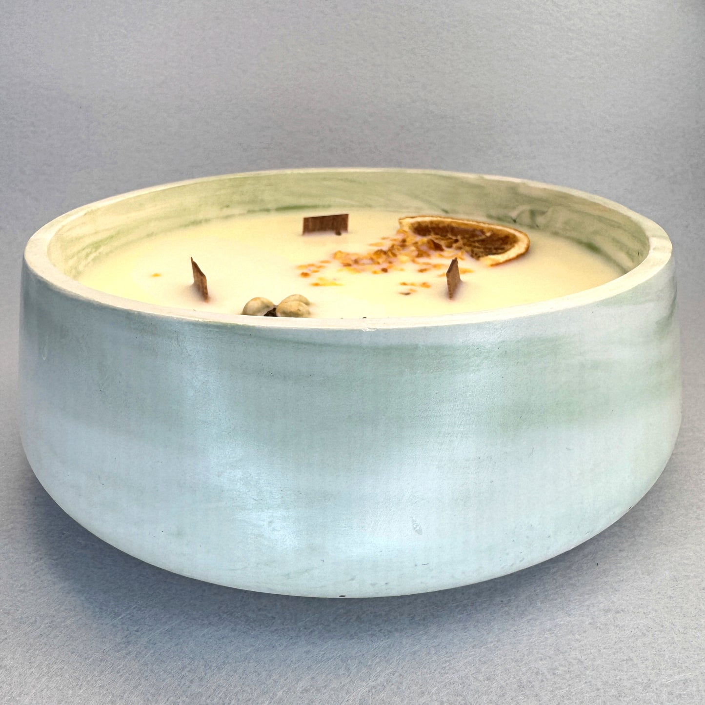 MÁRMOL BLANCO-VERDE - Vela Grande Redonda (600g)