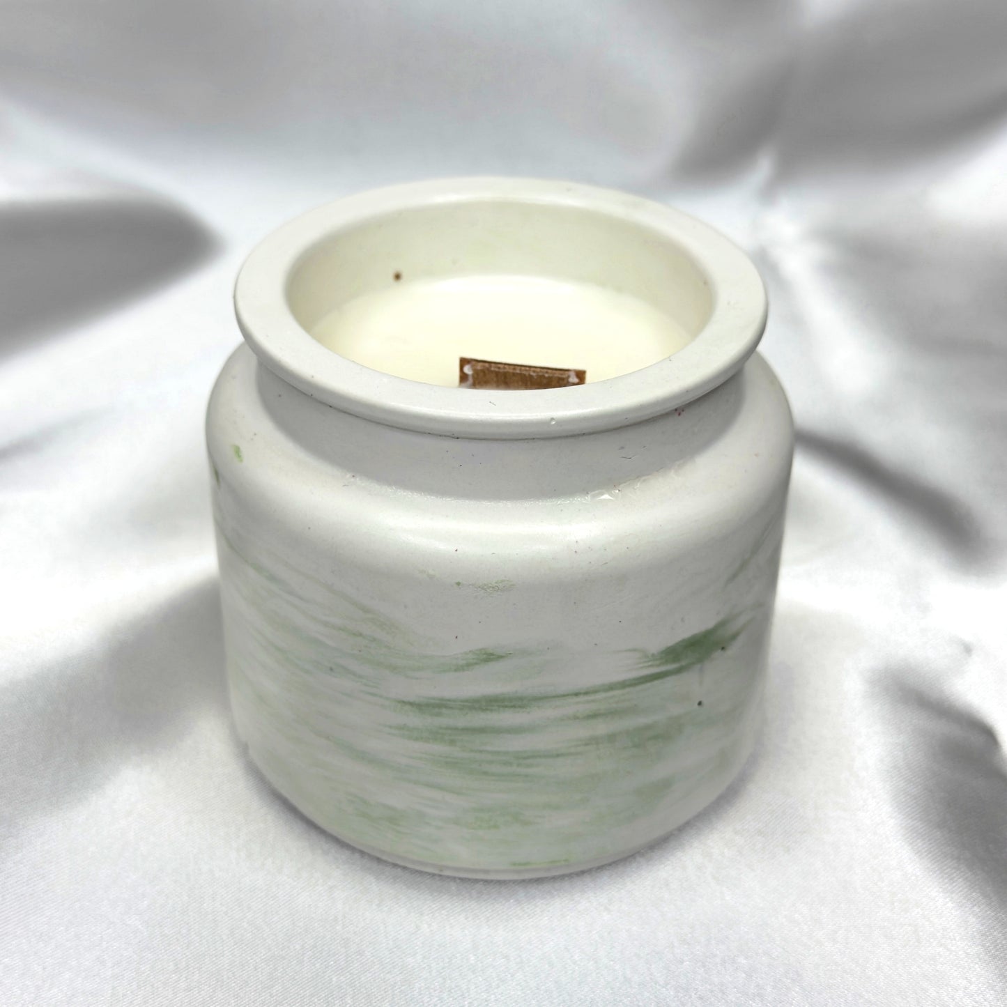 MÁRMOL BLANCO-VERDE - Vela Estándar con Tapa (90g)