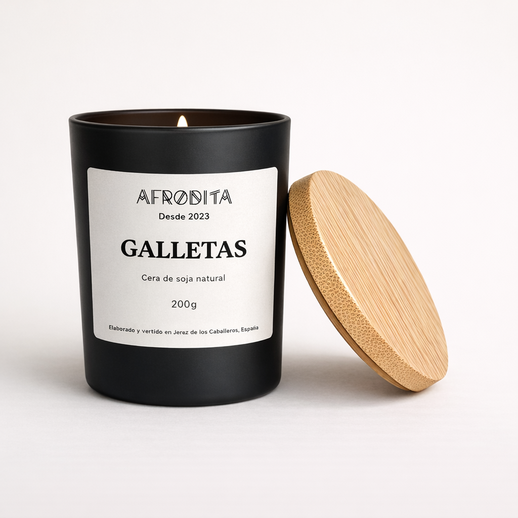 Vela aromática de Galletas en vaso negro mate (200 g)