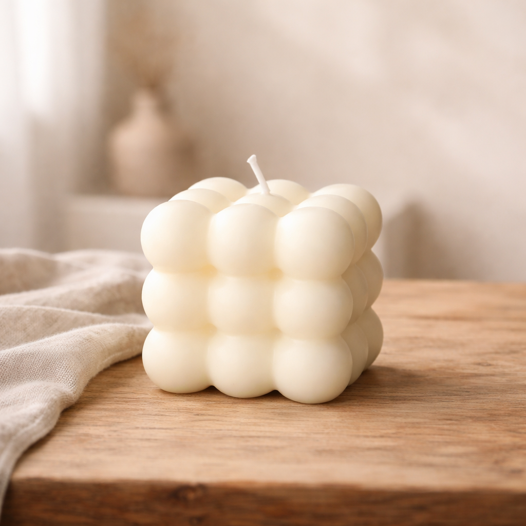 Vela decorativa aromática cubo de burbujas