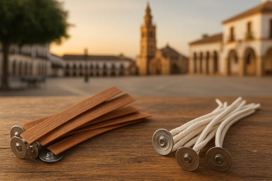 Mechas que dan luz: algodón y madera en las velas de VELAS DE AFRODITA