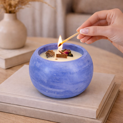 Vela artesanal de soja (120 g) (ref vela-azu)