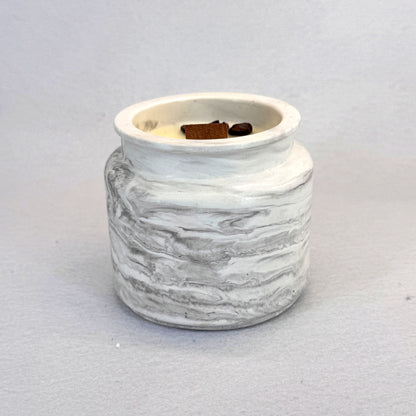 MÁRMOL BLANCO-GRIS - Vela Estándar con Tapa (90g) - "Capuccino"