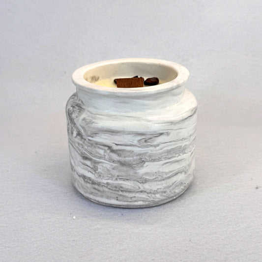 MÁRMOL BLANCO-GRIS - Vela Estándar con Tapa (90g) - "Capuccino"