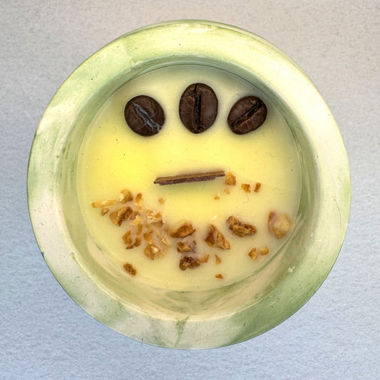 MÁRMOL BLANCO-VERDE - Vela Estándar con Tapa (90g) - "Capuccino"