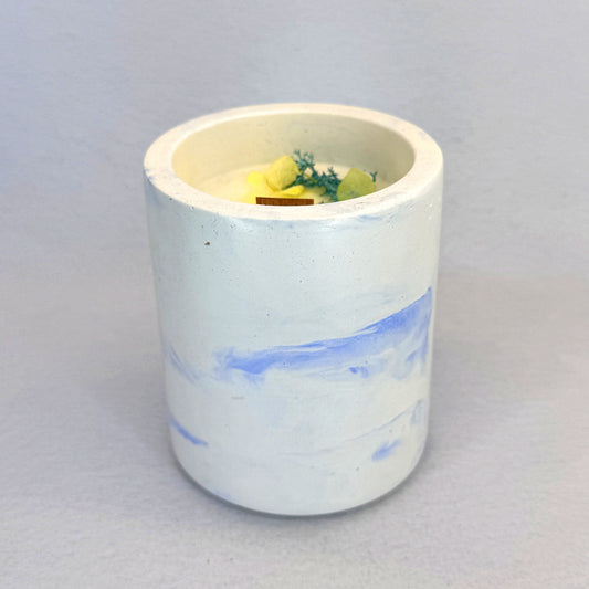 MÁRMOL BLANCO-AZUL – Vela Mediana (200g) - "Coco Milk & Vainilla Tahití"