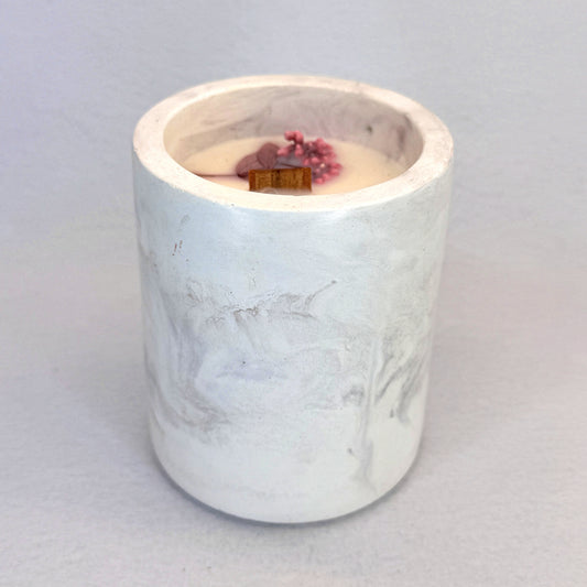MÁRMOL BLANCO-GRIS – Vela Mediana (200g) - "Coco Milk & Vainilla Tahití"