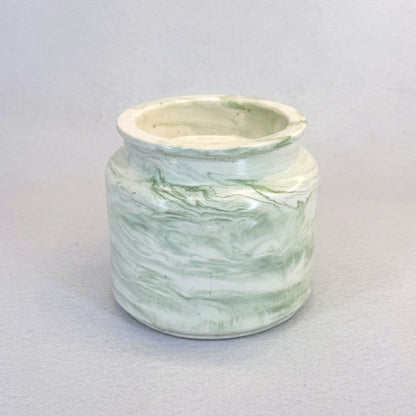 MÁRMOL BLANCO-VERDE - Vela Estándar con Tapa (90g) - "Eucalipto"