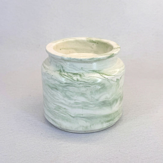 MÁRMOL BLANCO-VERDE - Vela Estándar con Tapa (90g) - "Eucalipto"
