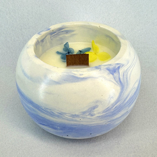 MÁRMOL BLANCO-AZUL - Vela Esférica (120g)