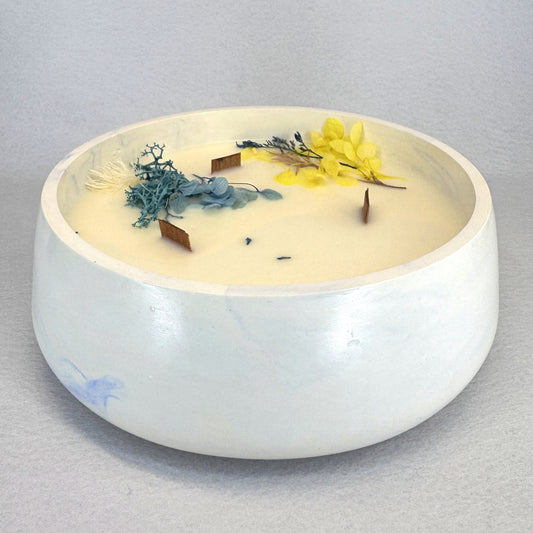 MÁRMOL BLANCO-AZUL - Vela Grande Redonda (600g)