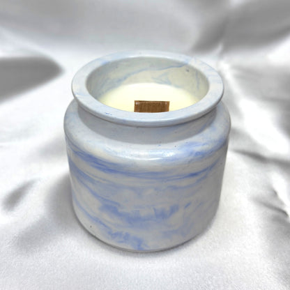 MÁRMOL BLANCO-AZUL - Vela Estándar con Tapa (90g)