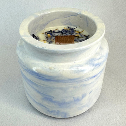 MÁRMOL BLANCO-AZUL - Vela Estándar con Tapa (90g)