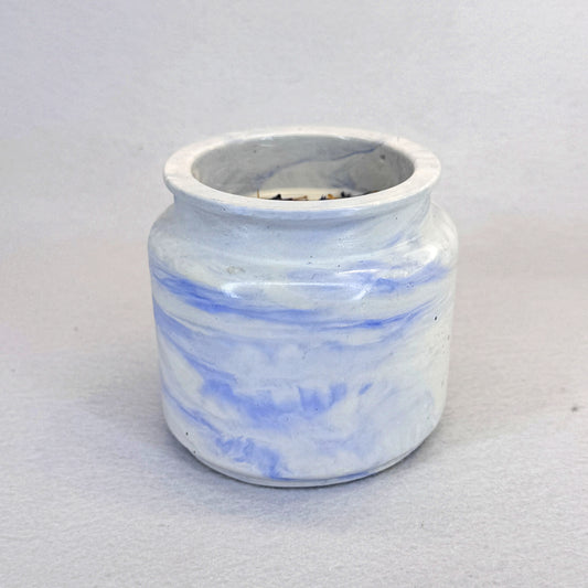 MÁRMOL BLANCO-AZUL - Vela Estándar con Tapa (90g)