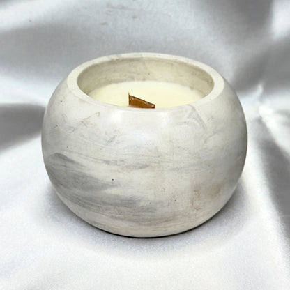MÁRMOL BLANCO-GRIS - Vela Esférica (120g) - "Canela"