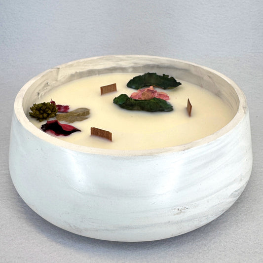 MÁRMOL BLANCO-GRIS - Vela Grande Redonda (600g)