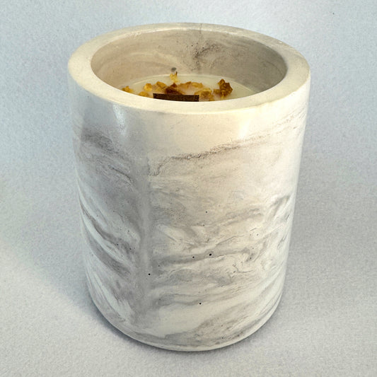 MÁRMOL BLANCO-GRIS - Vela Mediana (200g) - "Coco Milk & Vainilla Tahití"