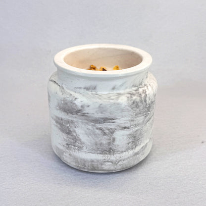 MÁRMOL BLANCO-GRIS - Vela Estándar con Tapa (90g)