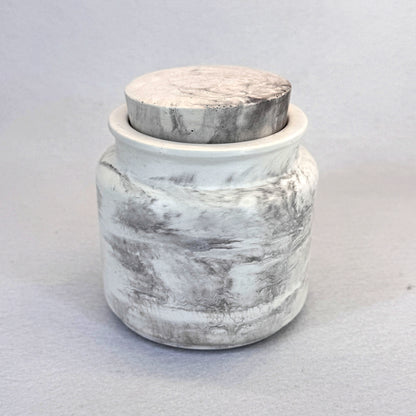 MÁRMOL BLANCO-GRIS - Vela Estándar con Tapa (90g)