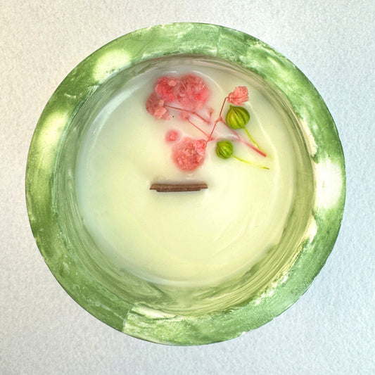 MÁRMOL BLANCO-VERDE - Vela Mediana (200g) - "Bergamota"