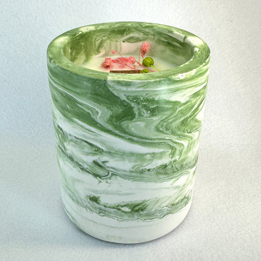 MÁRMOL BLANCO-VERDE - Vela Mediana (200g) - "Bergamota"