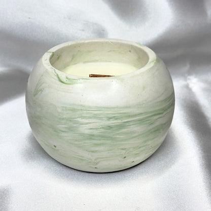 MÁRMOL BLANCO-VERDE - Vela Esférica (120g) - "Té verde & pepino"