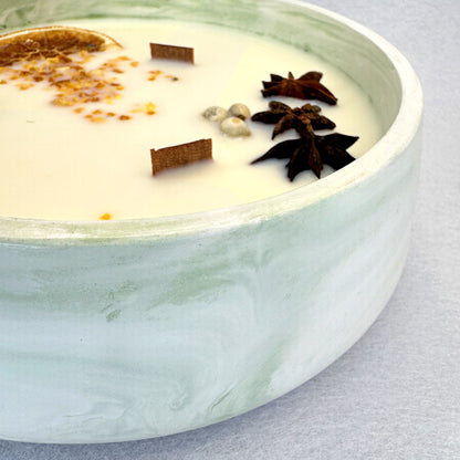 MÁRMOL BLANCO-VERDE - Vela Grande Redonda (600g)