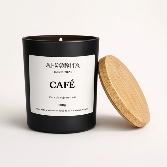 Vela aromática de Café en vaso negro mate (200 g)