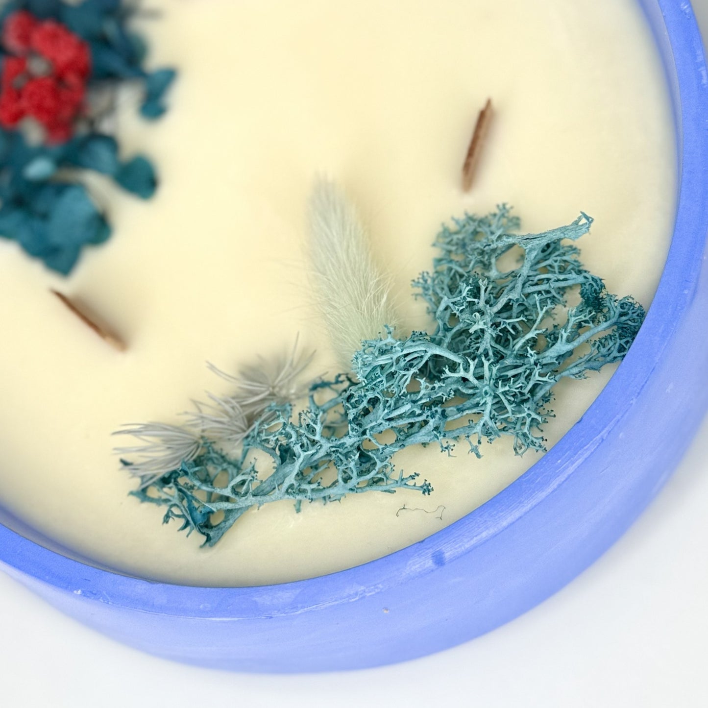 Vela Azul Eléctrico 600g – Vainilla con 3 mechas artesanales