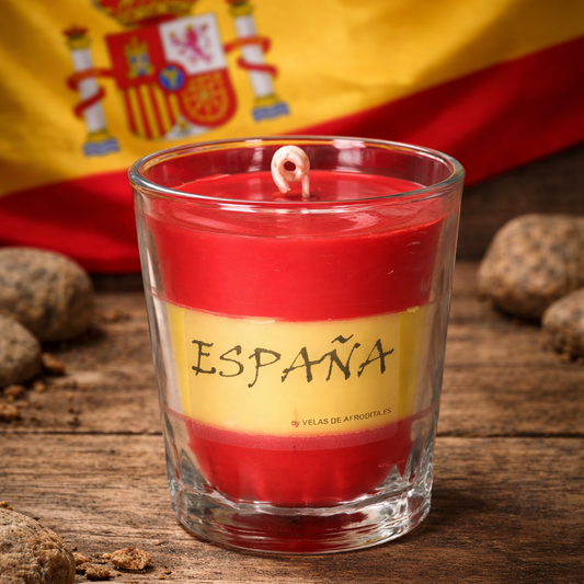 Vela aromática en vaso Bandera (España o Extremadura)