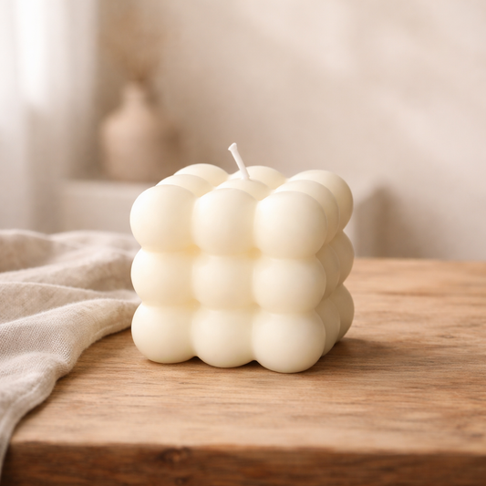 Vela decorativa aromática cubo de burbujas